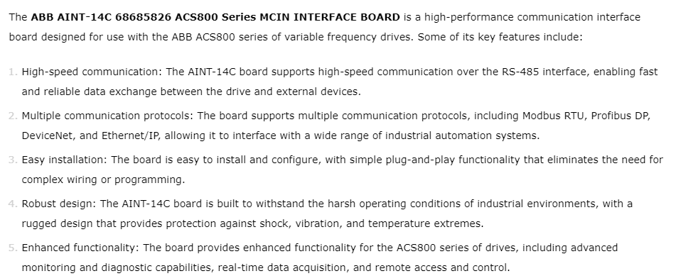 ABB AINT-14C Main Control Interface Board with DC 24V Input Voltage and Enhanced Environmental Adaptability for Stable Signal Transmission