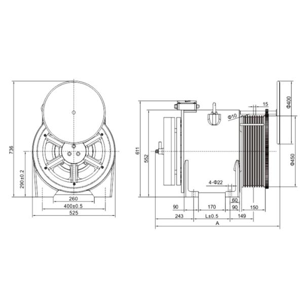 Heavy Load Elevator Gearless Traction Machine Speed 0.5m / S - 3.0m / S