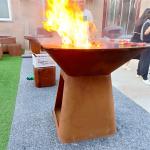 Rusty Red Corten Steel BBQ Grill Barbecue Fire Pit D1000mm Wood Fuel