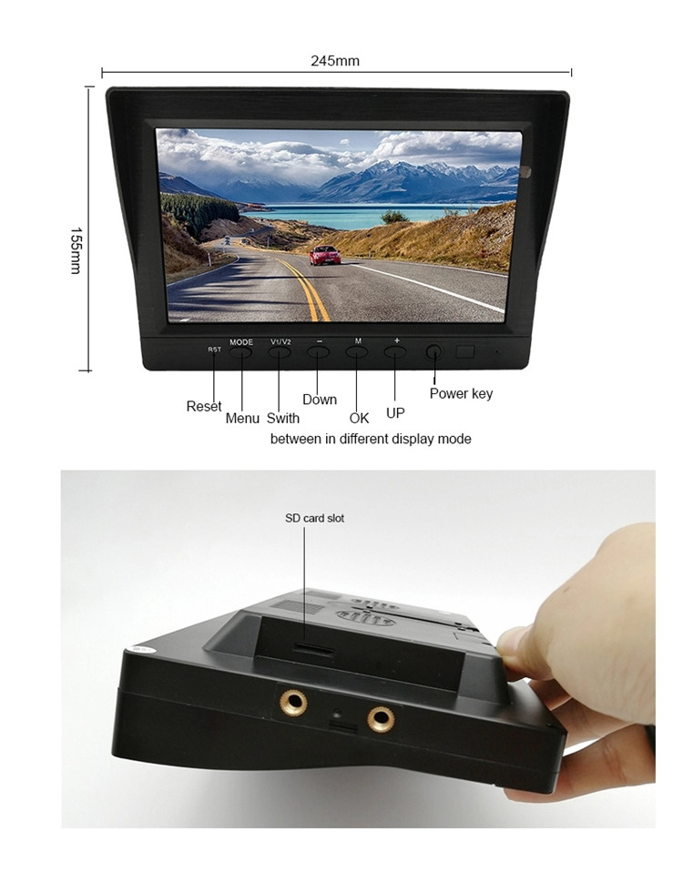 AHD 720P Vehicle Truck 9.66 Inch Screen Dash Cam Recorder DVR 4CH