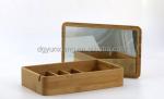 Wooden Bamboo Stash Box With Mirror Customized Jewellery Organiser Box