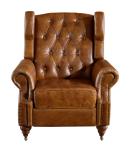 Vintage High Back Brown Leather Recliner Chair High Density Foam / Sponge