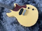 Custom GB Style Electric Guitar Hand Made Heavy Relic Yellow Color P90 Pickup