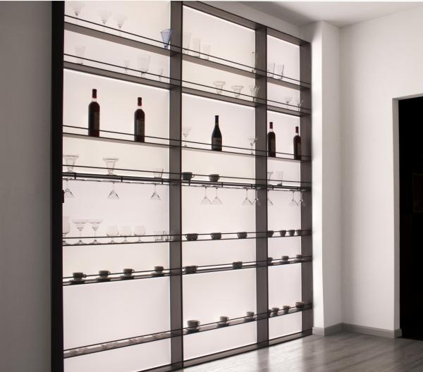 Furniture Led Light Aluminum Shelves Wall Mounted Hanging Wall Wine Shelf For