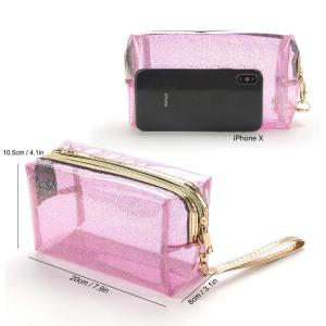 China Zippered Transparent PVC Toiletry Bag With Handle Strap factory
