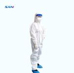 White Disposable Isolation Coverall , PE Disposable Isolation Clothing