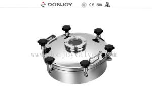 China 400mm Weled Pressure Food Tank Manhole Cover With Flange Sight Glass factory