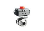 4" 3 Way T Port Tri Clamp Pneumatic Ball Valve