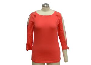 China High End Ladies Ribbed T Shirt , Trendy Summer Casual Outfits For 50 Year Old Woman factory