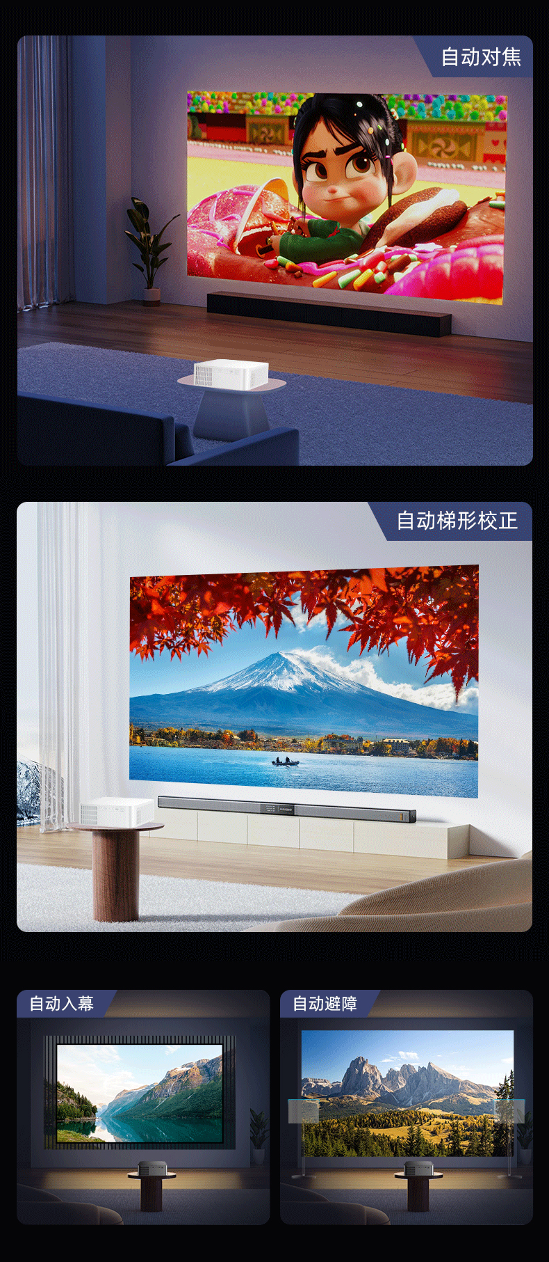 2024 Y3pro Ultra HD Home Theater Projector 800 ANSI Lumens Auto Focus LED Lamp 2GB RAM and Android 9.0 Operating S