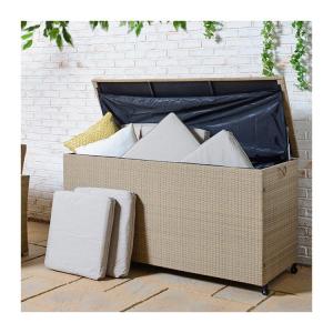 China Spacious Multifunctional Wicker Rattan Garden Storage Box with Wheels by AJUNION factory