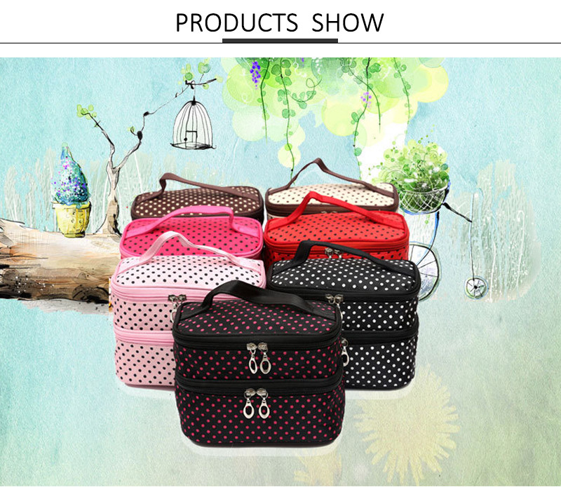 Multifunction Washable Double Layer Polyester Cosmetic Bag
