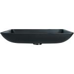Acid Matt Bathroom Wash Basins Black Round Tempered Glass Vessel Sink
