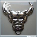 50cm Metal Wall Sculpture Painted Buffalo Skull Wall Art Stainless Steel