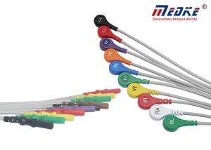 China 10 Leads Din 1.5 AHA Holter Recorder ECG Cable Leadwire 1m factory
