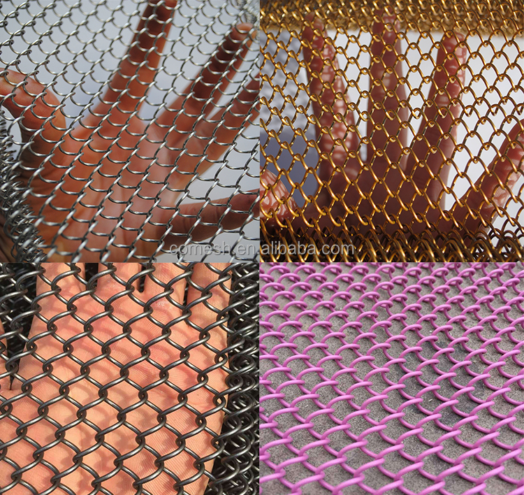 Gold Bronze Color Decorative Metal Mesh Curtain Coil Drapery Panel Wall