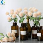 Yellow White Fake Flower Bouquet , Ball Shape Artificial Chrysanthemum Flowers