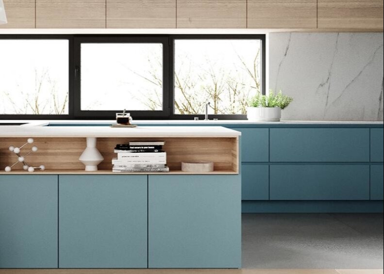 2.2M E1 Grade Contrasting Countertops And Kitchen Island With Drawers On Both Sides