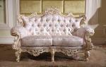 Luxury Antique Chesterfield French Carved Living Room Fabric Sofa LS-A115T