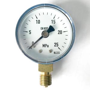 China 50mm Blue Painted Steel Case 25 MPa Oxygen Manometer Brass Wetted Parts Utility Pressure Gauge factory