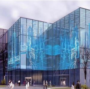 China Transparent LED Glass Curtain Wall Building Remote Control / Smartphone App Control factory