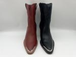 Closed toe metal design Womens Leather Dress Boots，soft nappa genuine leather