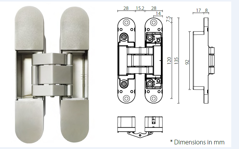 Commercial Door Hinge Hardware Satin PVD Titanium UNITY HB Series