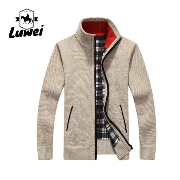 Full Zip Male Cardigan Clothing Zip Up Thicken Utility Knit Large Size Men Men's