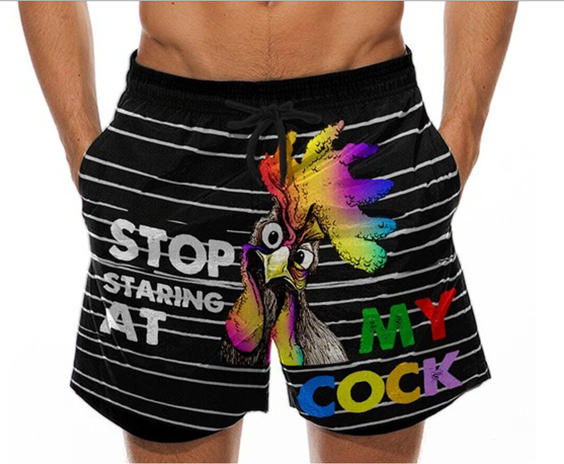 OEM Service Custom Printed Beach Pants Polyester Swim Trunks Quick Dry For Men