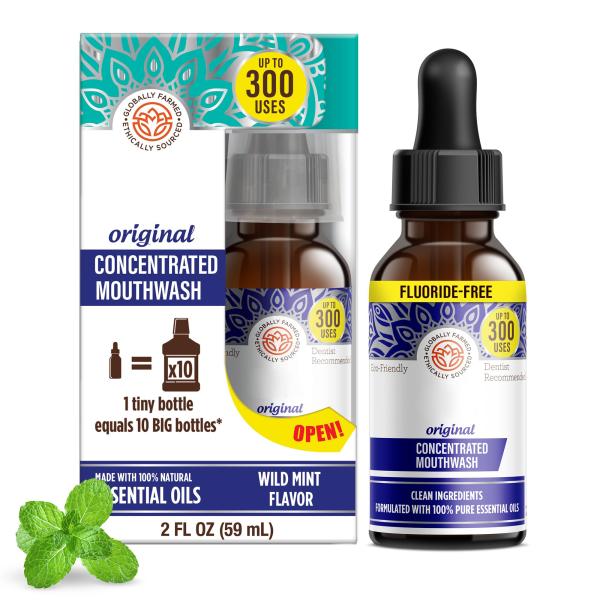 China OEM Concentrated Mouthwash Fluoride Free Natural Essential Oils 2 Fl Oz 300 Rinses factory