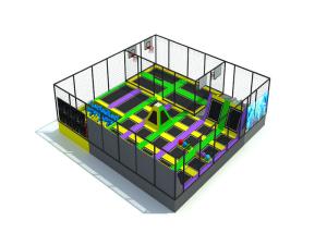 China Amusement Park Equipment Kids Trampoline Park 14x14.5x4.2m With Solid Fence factory
