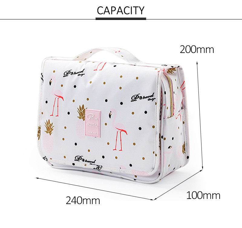 Printed Waterproof Wash Bag Women Custom Portable Hanging Toiletry Bag
