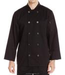 Long Sleeve Chef Uniform Tops Black Color OEM Service For Hotel Restaurant