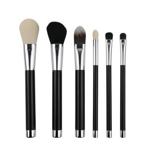 China Durable Makeup Brush Black Plastic Handle High Glossy Metal Makeup Brush factory