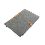 100% Felt Lightweight Padded Laptop Bag / Sleeve Metal Button Closure Grey Color