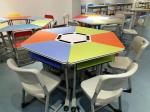 Colourful Six Joint Student Desk And Chair Set PVC Edge For Training Room