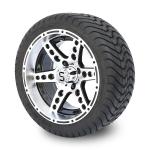 Golf Cart 14'' Machined/Black Aluminum 6 Spokes Rims and 225/30-14 Street Tires
