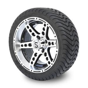 China Golf Cart 14'' Machined/Black Aluminum 6 Spokes Rims and 225/30-14 Street Tires Combo factory