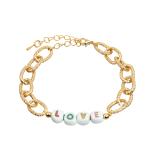 Diy 14k Gold Silver Plated Beaded Letter Bracelet With Lobster End