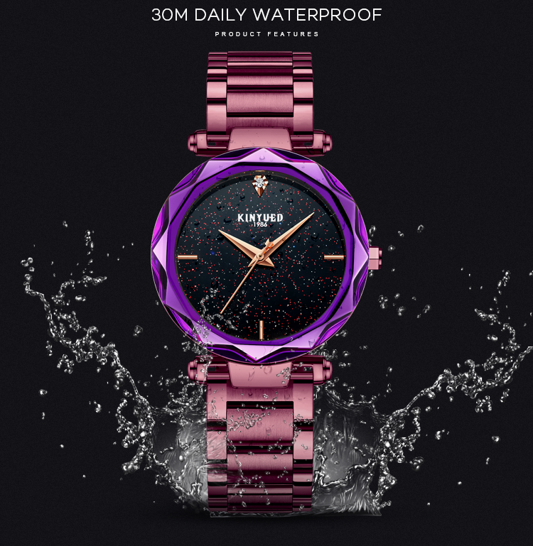 KINYUED Bracelet High Quality Quartz Movement Watches Fashion Sky Starry Stainless Steel Ladies watch.