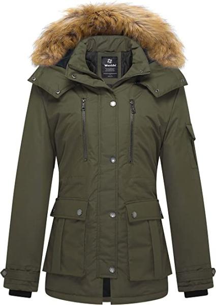 100% Oxford Synthetic Material Womens Long Puffer Coat Parka With Detachable