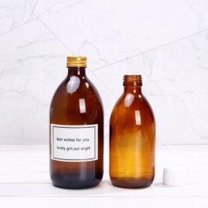 China 8oz 16oz Amber Glass Drinking Bottles 500ml Glass Vodka Bottles With Cork Caps factory