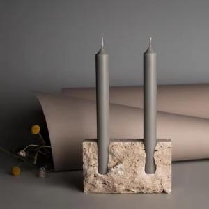 China Christmas Home Decor Candle Holder Natural Stone Decorating Travertine Marble Holder factory