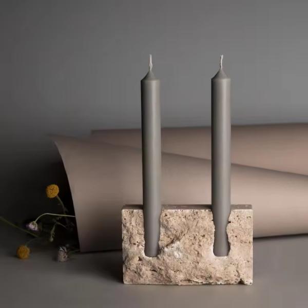 Christmas Home Decor Candle Holder Natural Stone Decorating Travertine Marble