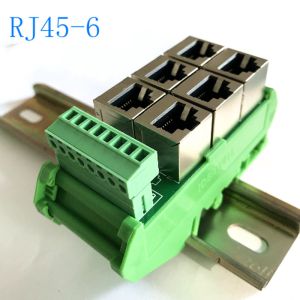 RJ45 Female Jack 8P8C 6 Port Hub to 8 Pin Screw Terminal Block Adapter for Servo