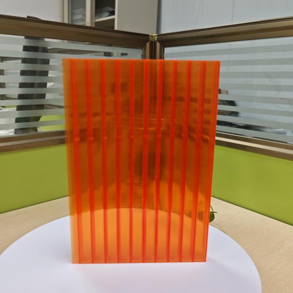 China 16mm Orange Polycarbonate Hollow Sheet High Strength Lightweight Thermal Insulation Customizable Lengths factory