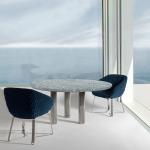 Luxury Hotel Restaurant Furniture Water Wave Pattern Round Dining Table