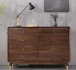 Natural Walnut Solid Wood Entryway Cabinet Wax Polish Minimalist Style