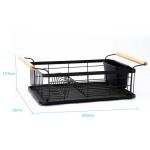 Multifunctional Bamboo Steel Dish Drainer Basket , Kitchen Plate Rack