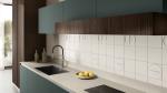 Tailored Green PET Kitchen Cabinets With Wood Grain Storage Cabinet